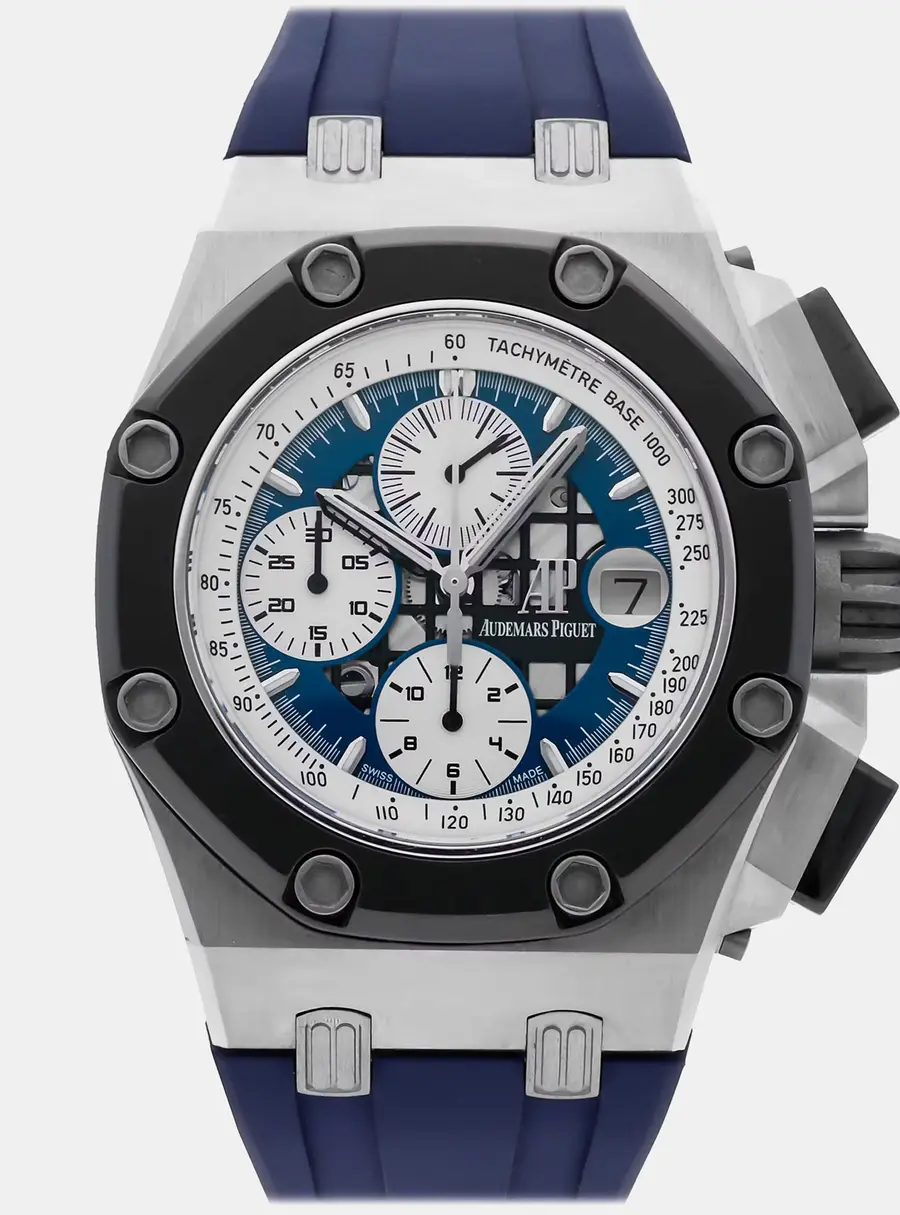 Audemars Piguet Royal Oak Offshore Rubens Barrichello II 26078PO.OO.D018CR.01 Automatic Chronograph Blue Dial Platinum Men's Wristwatch 44mm