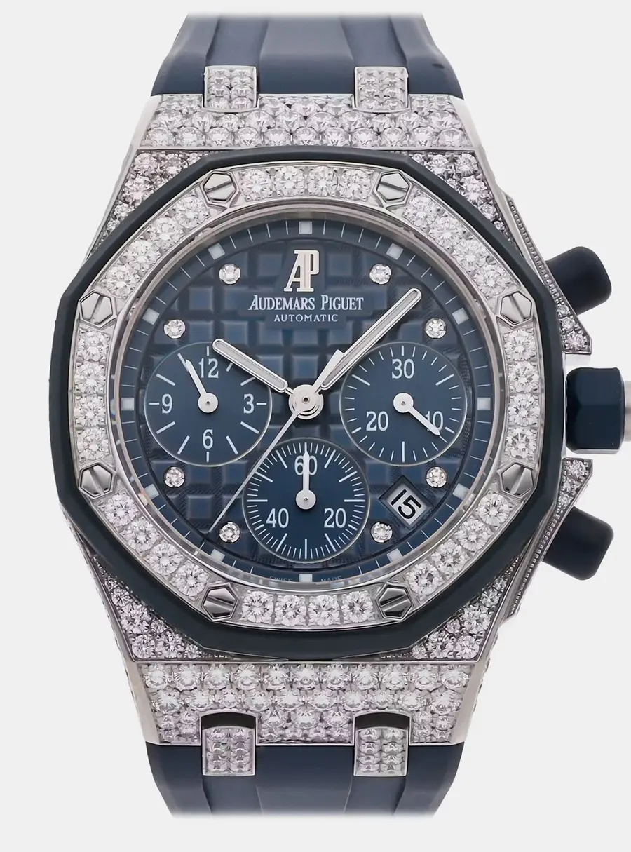 Audemars Piguet Royal Oak Offshore 26092CK.ZZ.D021CA.01 Blue White Gold, Diamond Automatic Men's Wristwatches 37mm