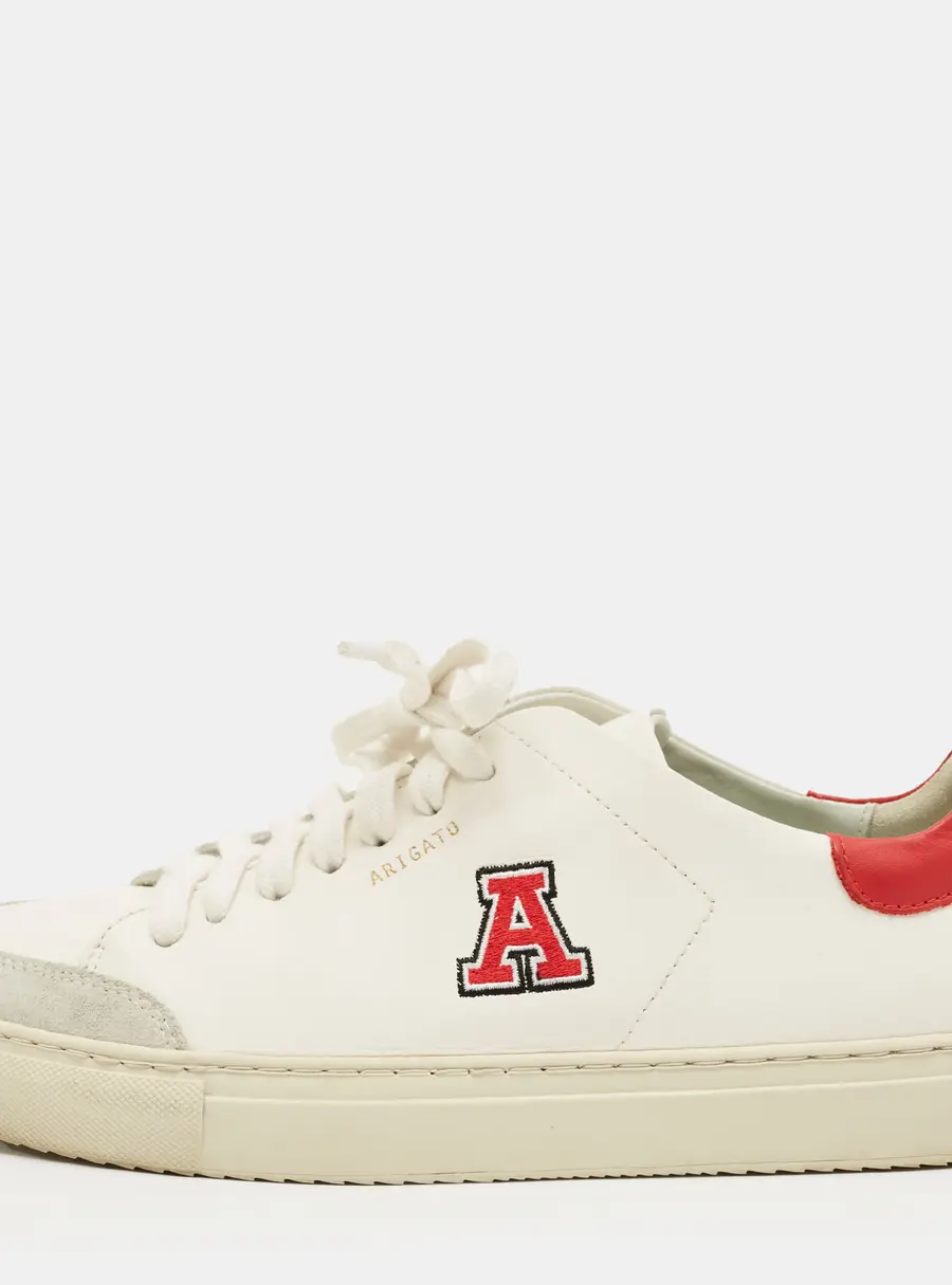 Axel Arigato White/Red Leather Clean 90 Lace Up Sneakers Size 40