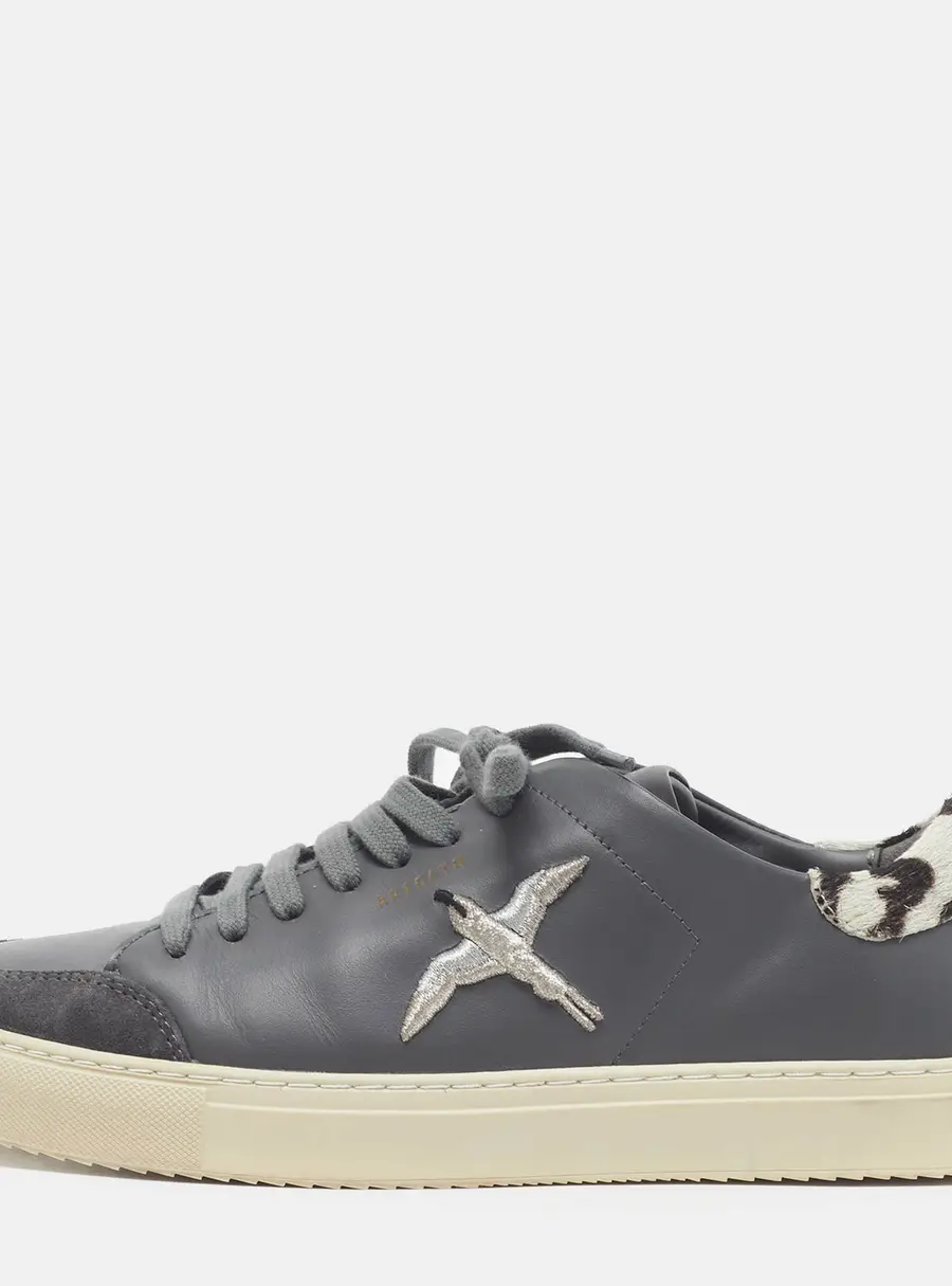 Axel Arigato Clean 90 Size 41 Grey/White Leopard Print Calf Hair and Leather Low Top Sneakers