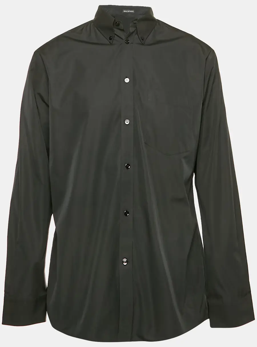 Balenciaga Black Cotton Long Sleeve Shirt M