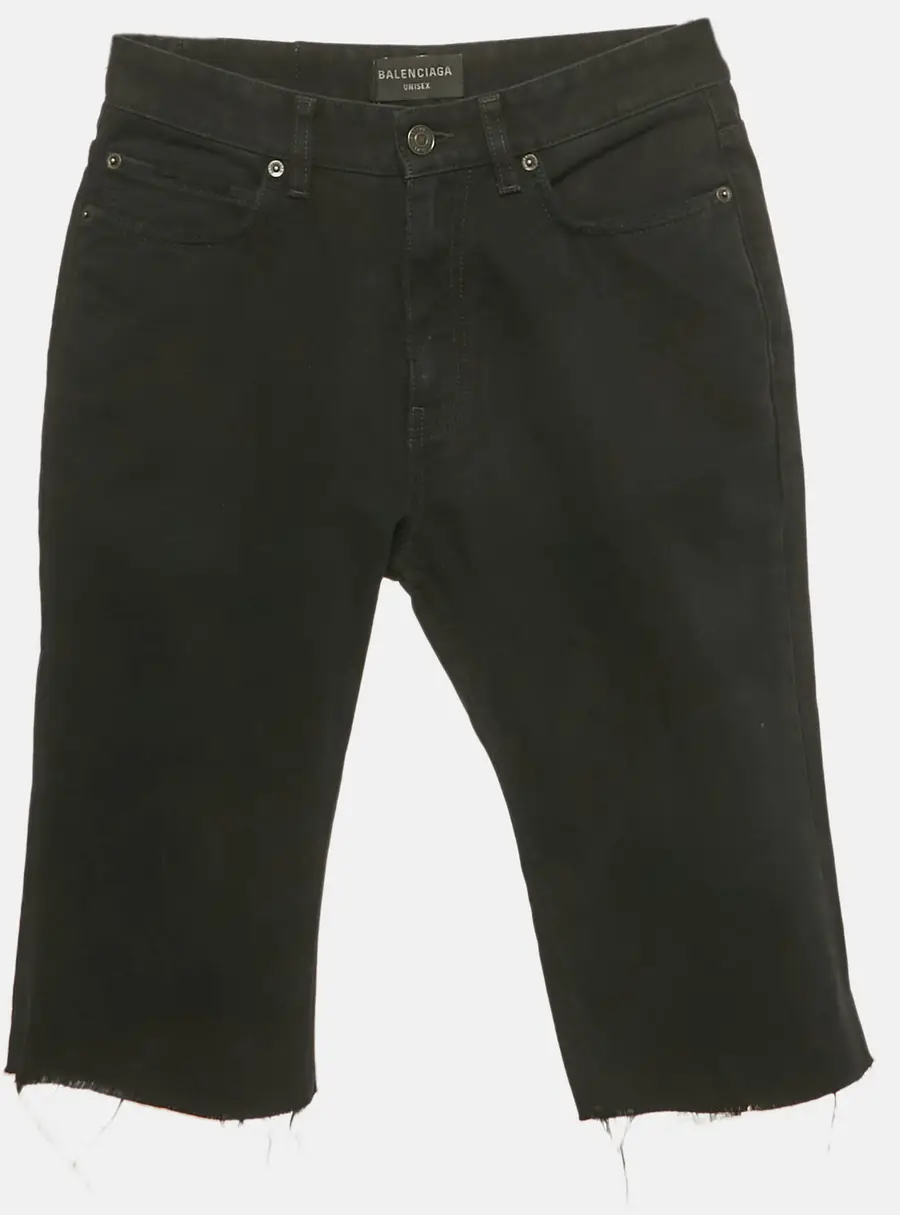 Balenciaga Unisex Black Denim Raw Edge Shorts M Waist 29"