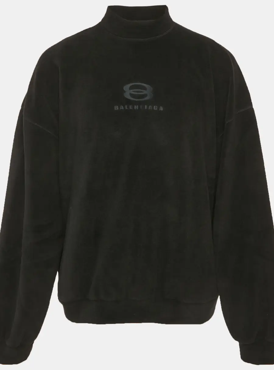 Balenciaga Unisex Black Unity Embroidered Faux Fleece Sweatshirt XXS