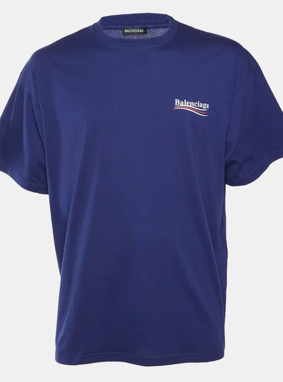 Balenciaga Blue Political Campaign Print Jersey T-Shirt L