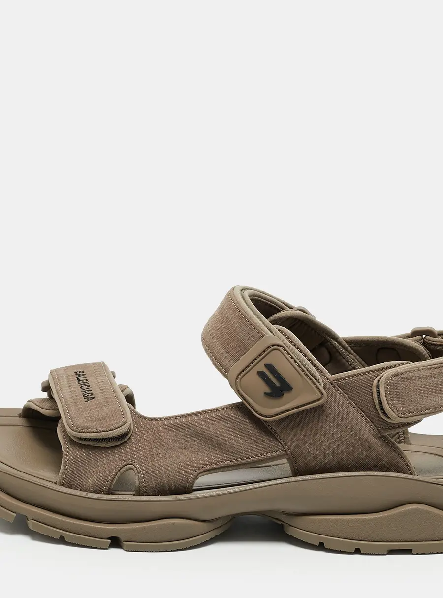 Balenciaga Tourist Size 42 Brown Fabric Flat Sandals