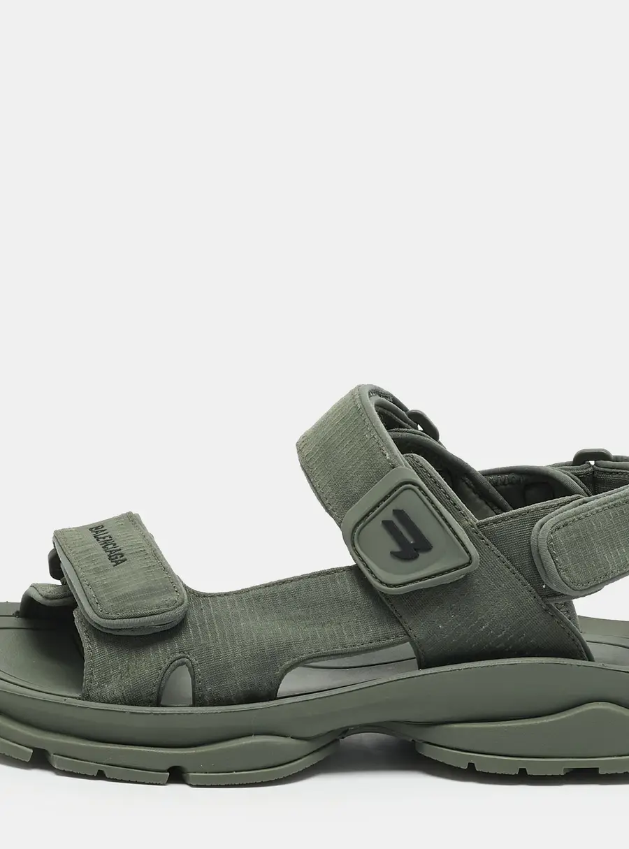 Balenciaga Tourist Size 40 Green Fabric Flat Sandals