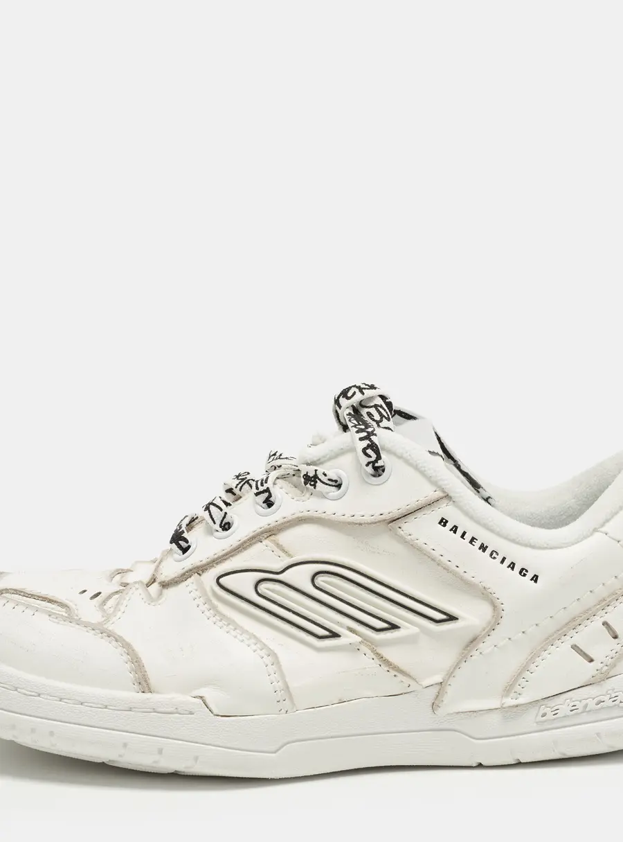 Balenciaga Hamptons Size 38 White Leather Low Top Sneakers