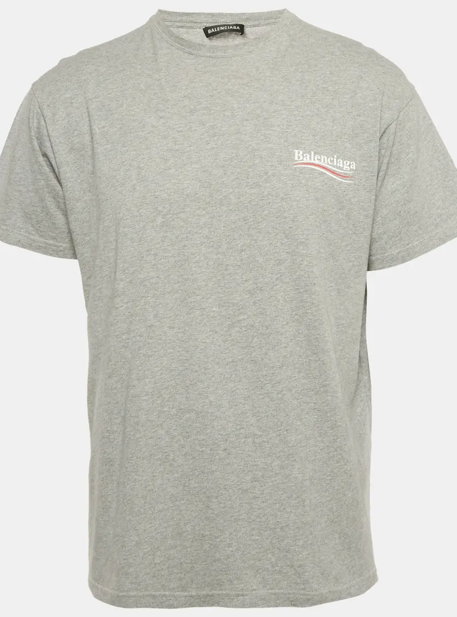 Balenciaga Grey Political Campaign Print Jersey T-Shirt XS