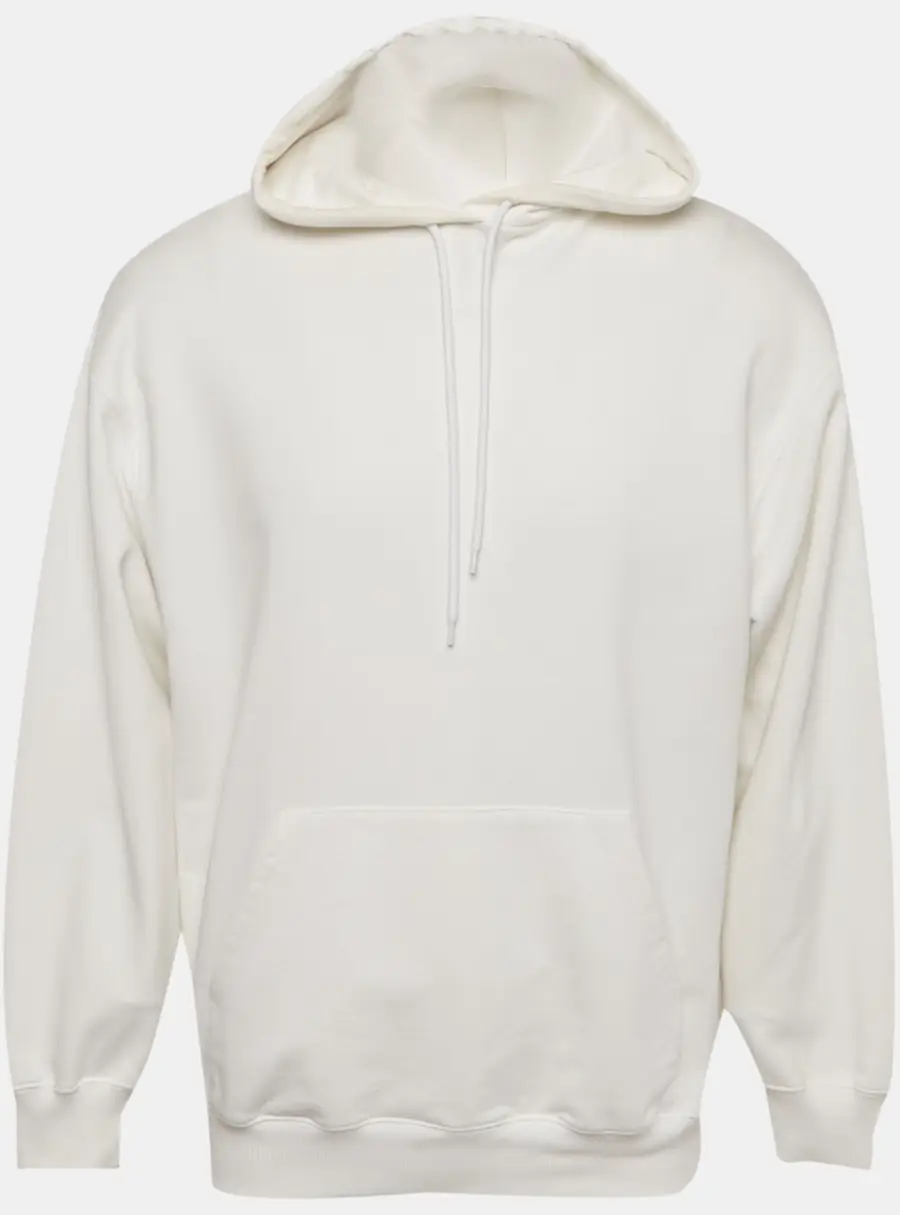 Balenciaga White Logo Print Cotton Oversize Hoodie S