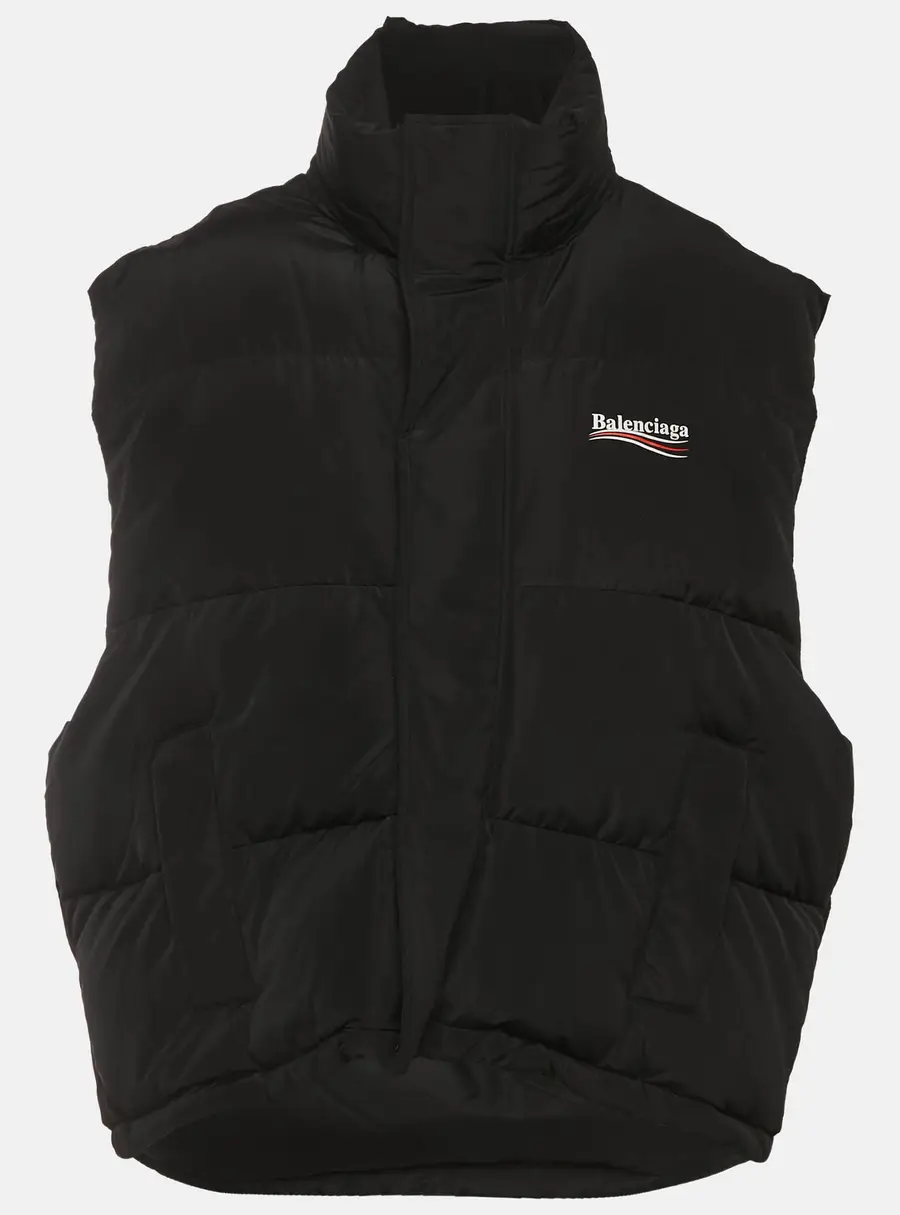 Balenciaga Black Political Campaign Nylon Oversized Puffer Vest S