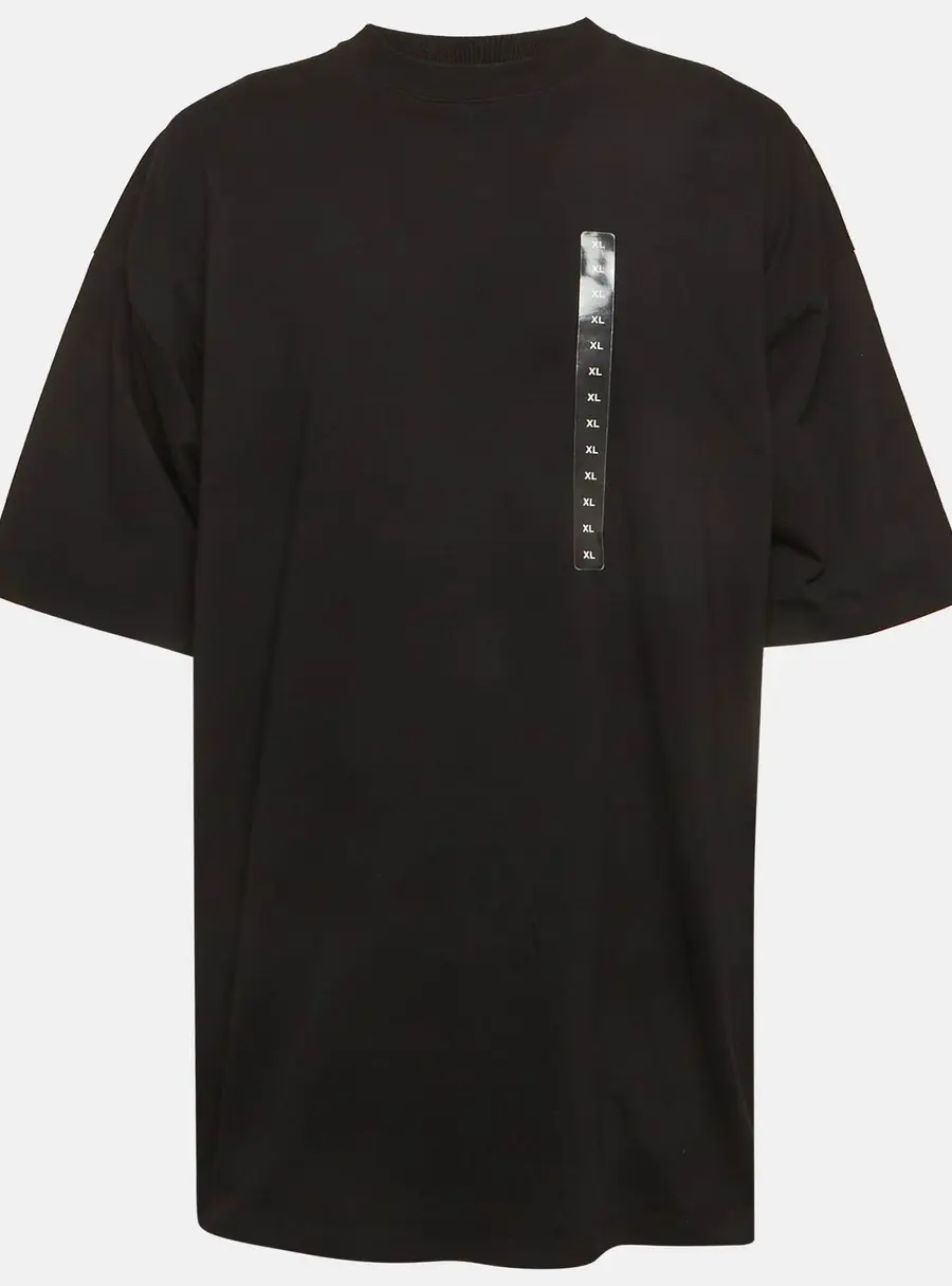 Balenciaga Unisex Black Jersey Size Sticker Oversized T-Shirt L