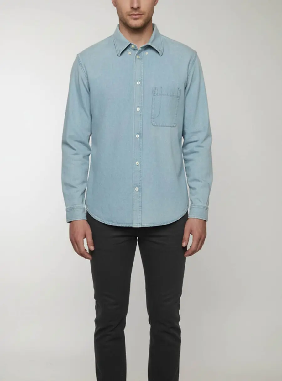Balenciaga Blue Logo Graphic Denim Oversized Shirt M