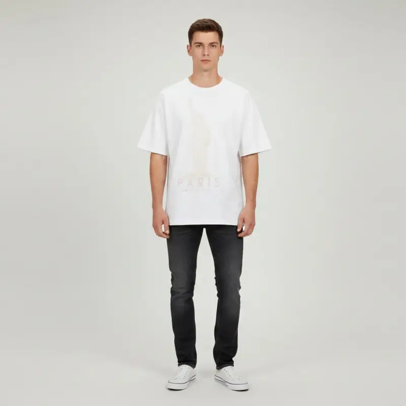 Balenciaga White Graphic Print Distressed Jersey T-Shirt L