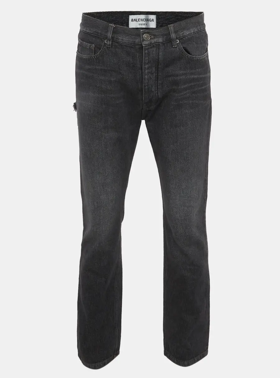 Balenciaga Unisex Grey Denim Straight Fit Jeans M/ Waist 32"