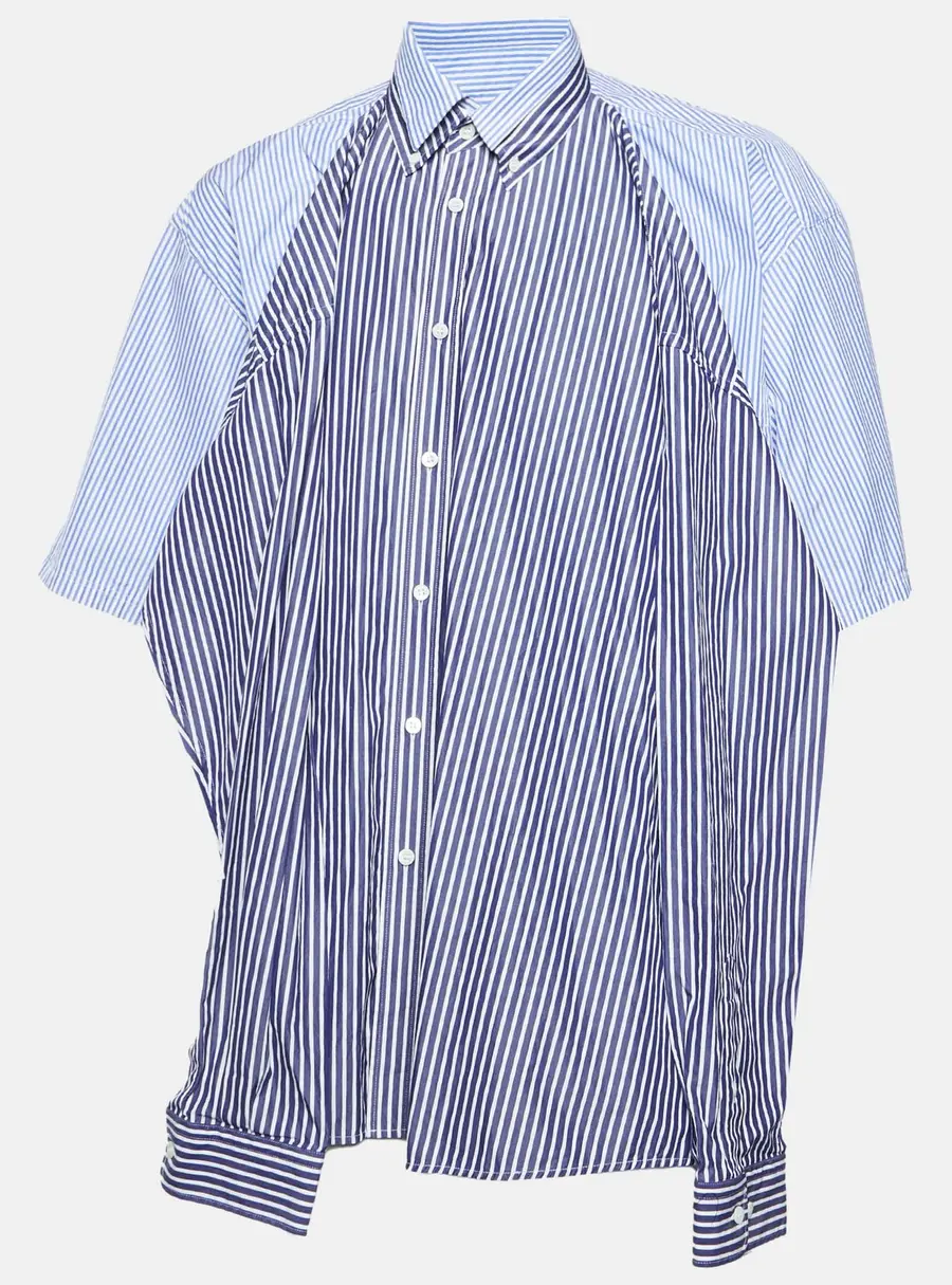 Balenciaga Blue/White Cotton Double Pinstripe Shirt M