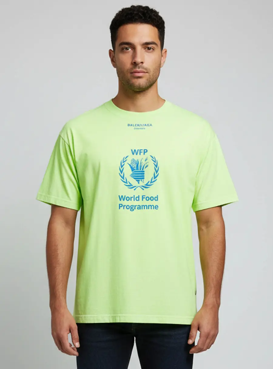 Balenciaga Neon Yellow World Food Programme Cotton Oversized T-Shirt S