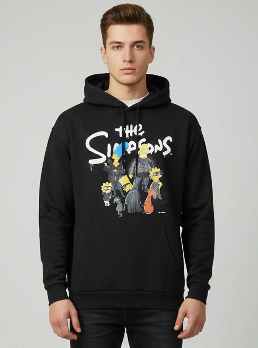 Balenciaga Unisex X The Simpsons Black Graphic Print Cotton Jersey Hoodie M