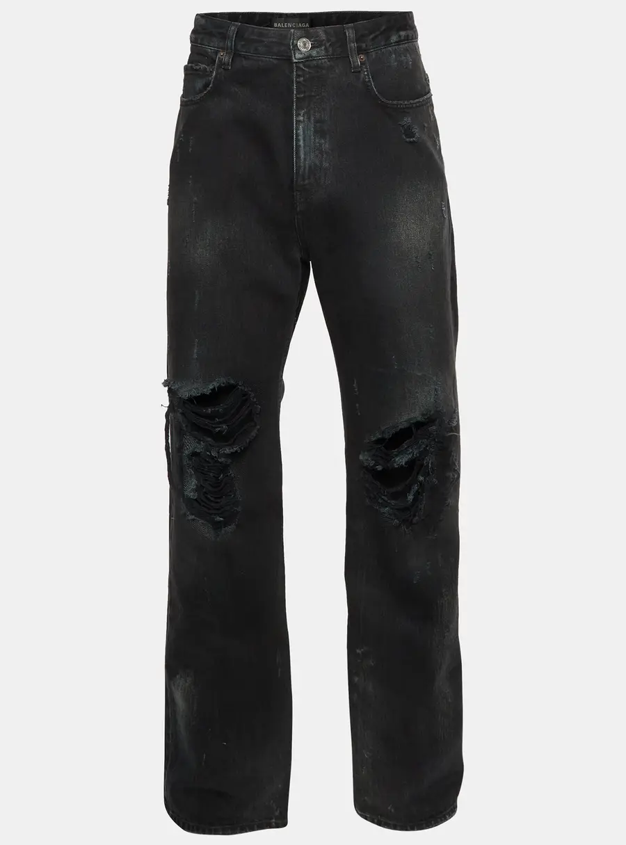 Balenciaga Unisex Black Denim Distressed Jeans M /Waist 32''