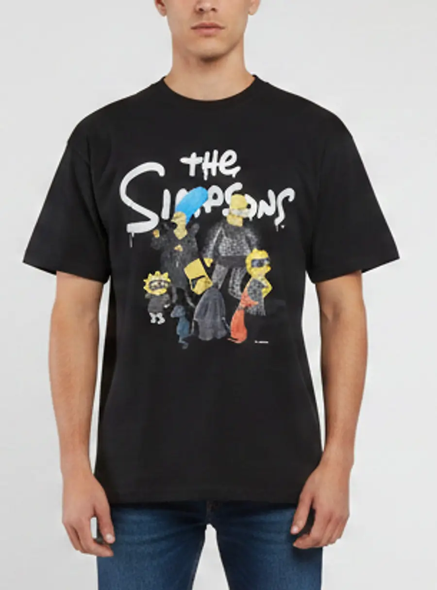 Balenciaga X The Simpsons Black Simpsons Graphic Jersey Oversized T-Shirt L