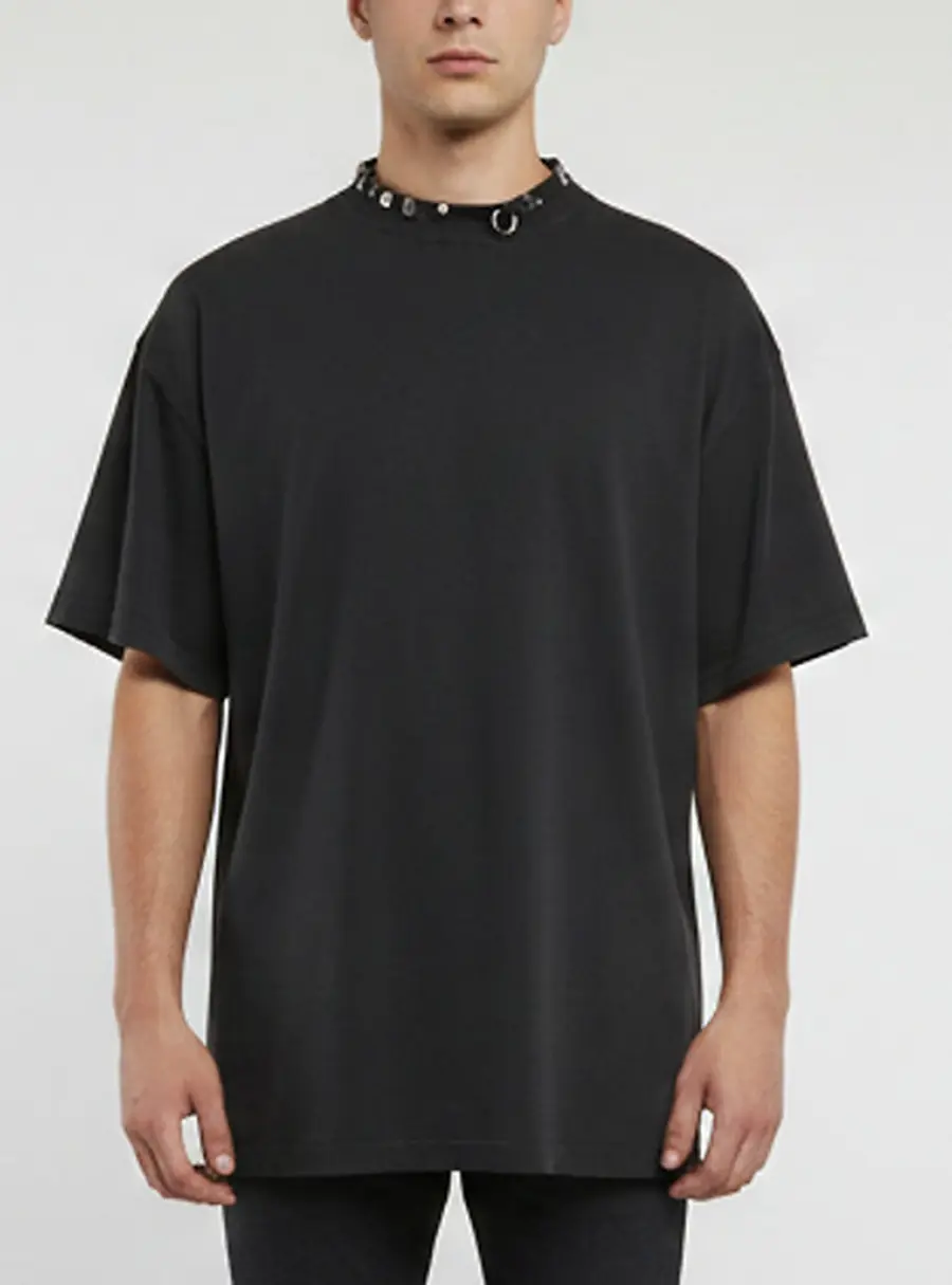 Balenciaga Unisex Black Distressed Jersey Pierced Oversized T-Shirt M