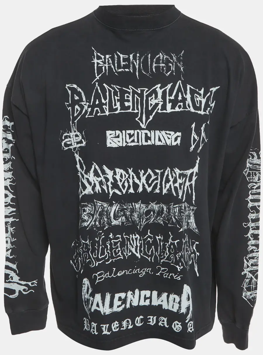 Balenciaga Unisex Black Printed Cotton Crewneck Sweatshirt M