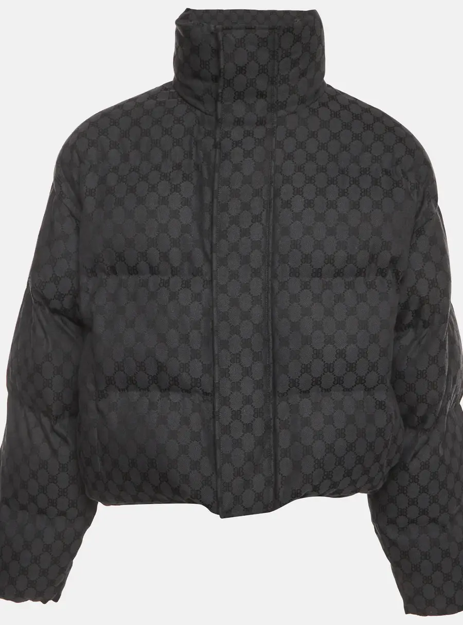 Balenciaga Unisex Black Monogram Jacquard Puffer Jacket S