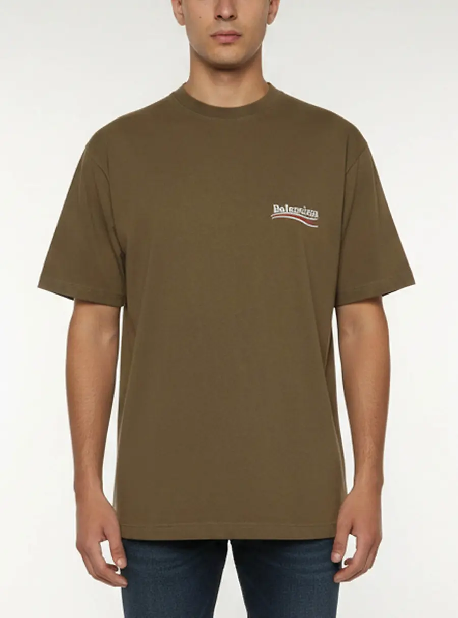 Balenciaga Green Political Campaign Logo Embroidered Jersey T-Shirt XS