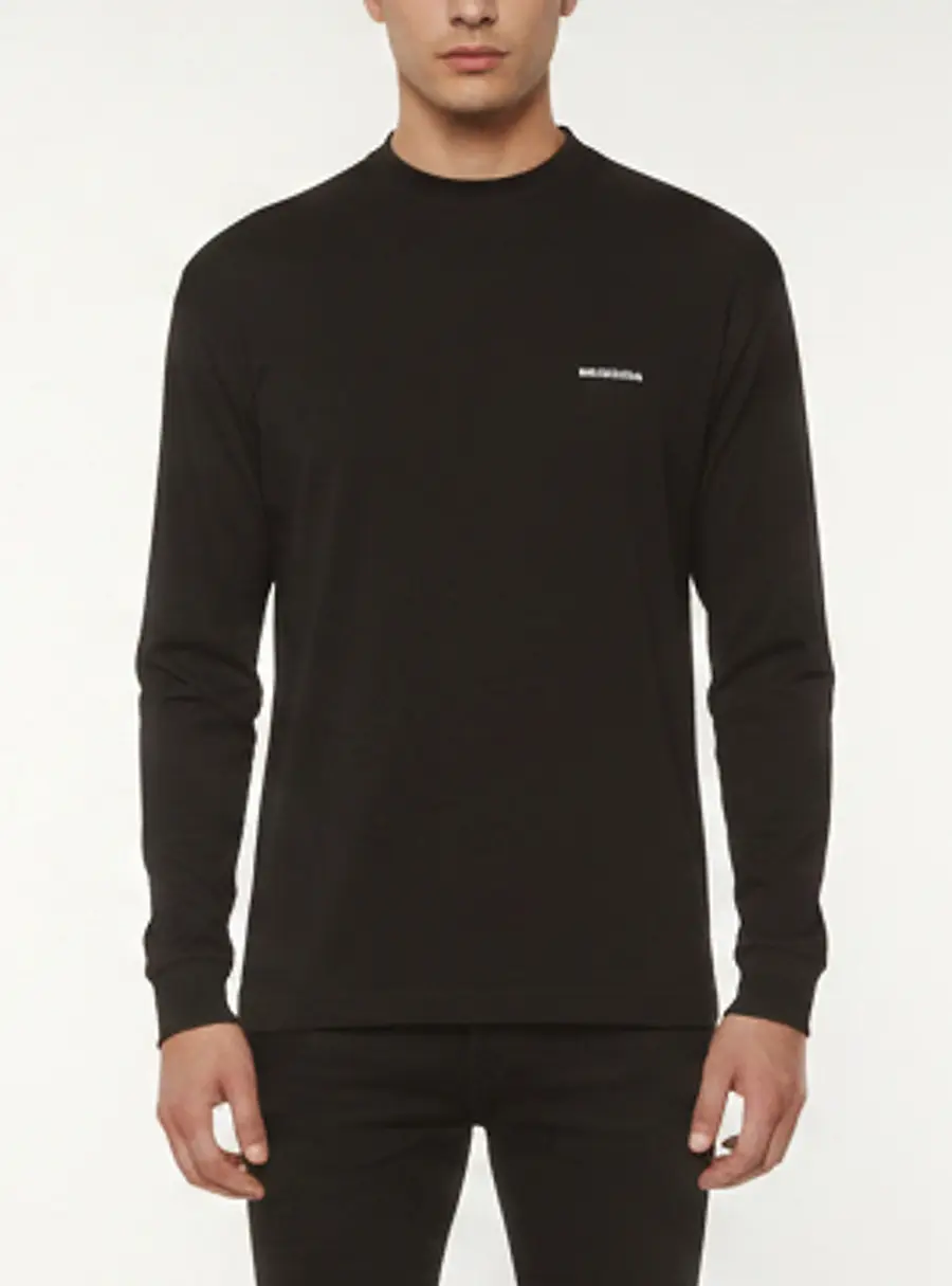 Balenciaga Black Logo Graphic Jersey Long Sleeve Shirt M