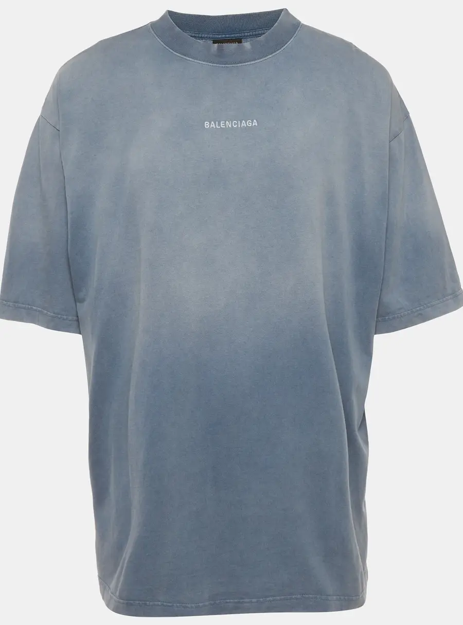 Balenciaga Blue Jersey Oversized Short Sleeve T-Shirt XL