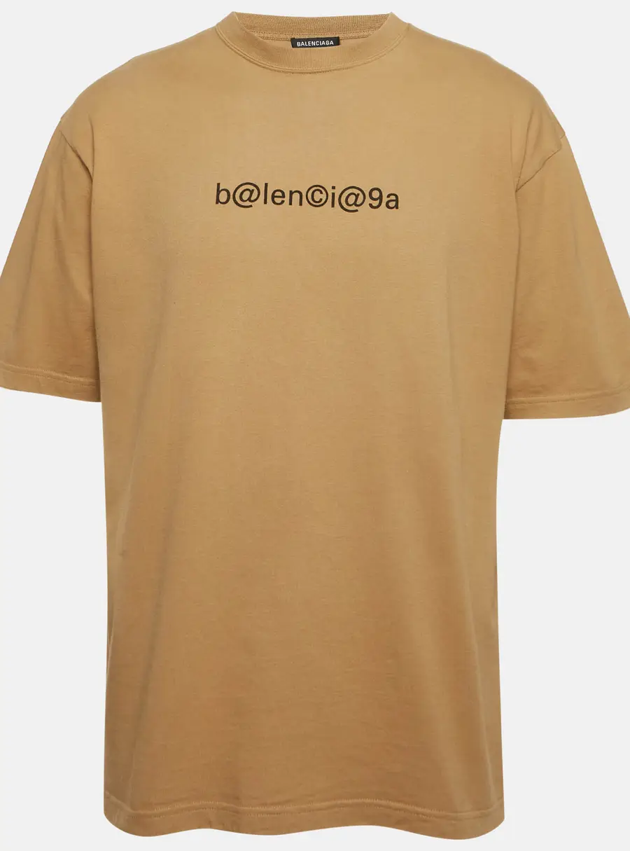 Balenciaga Brown Printed Jersey Oversized T-Shirt S