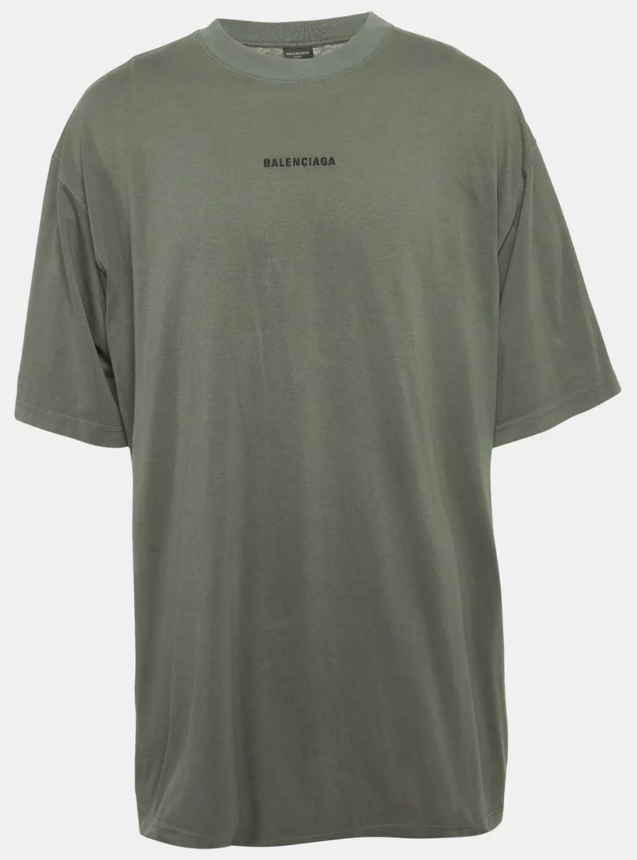 Balenciaga Unisex Grey Arabic Logo Embroidered Jersey T-Shirt XXL