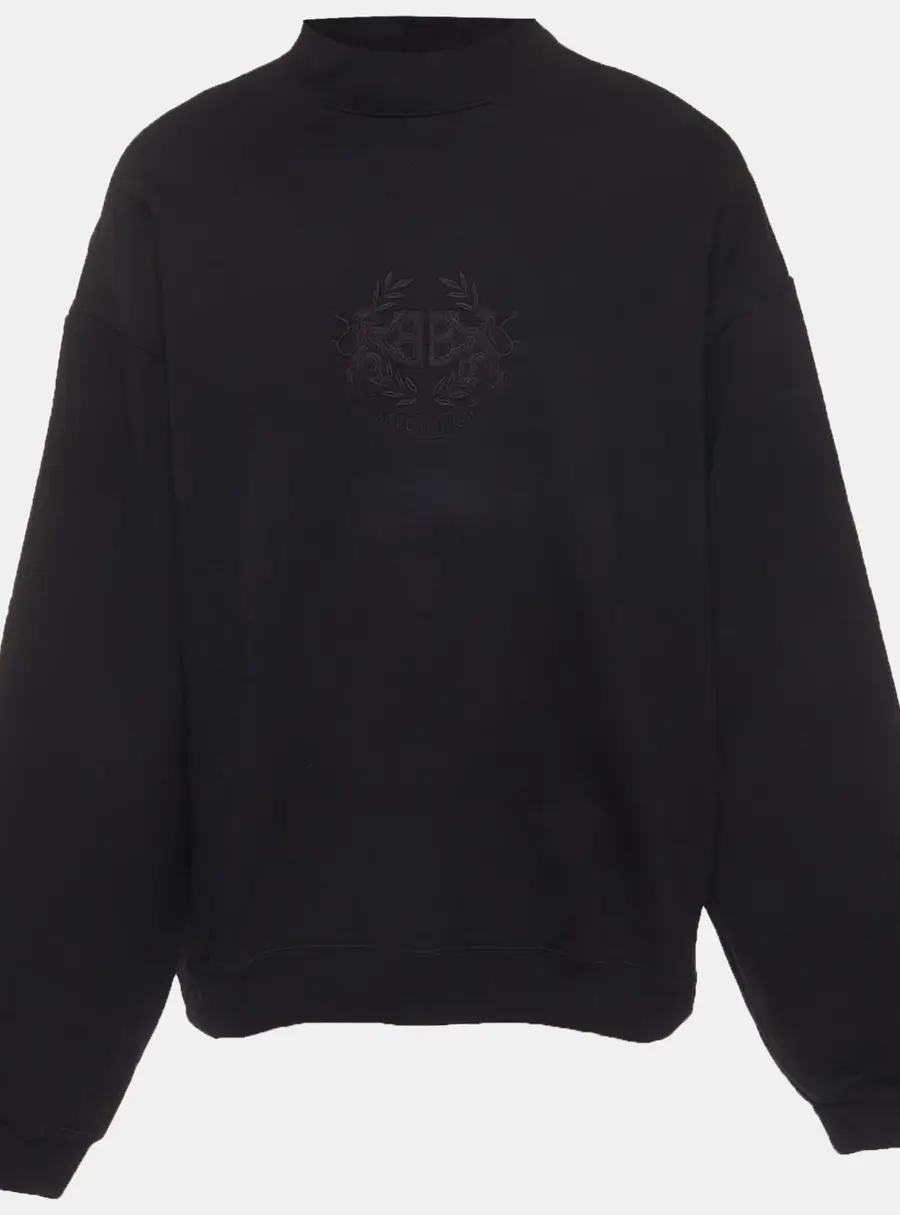 Balenciaga Black Logo Embroidered Cotton Oversized Sweatshirt M