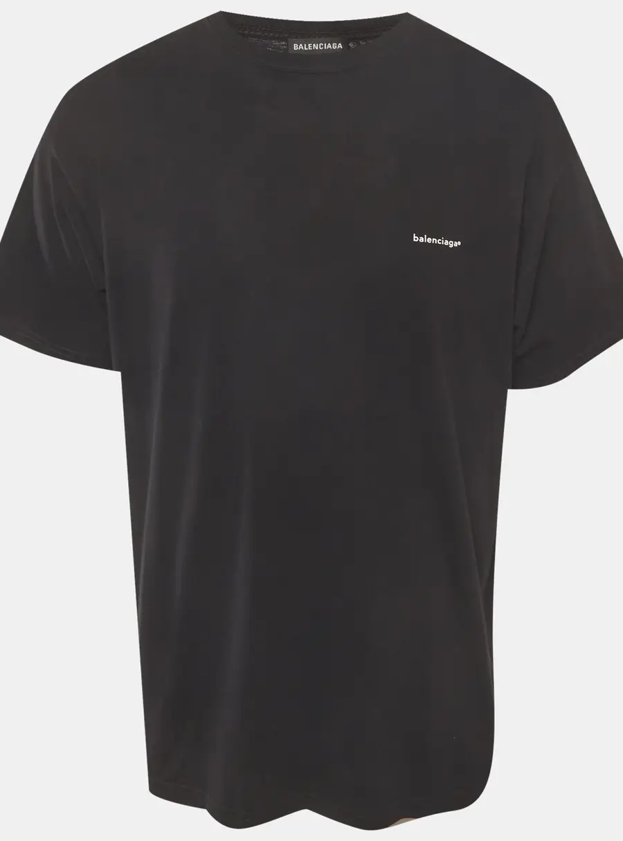 Balenciaga Black Logo Print Jersey Oversized T-Shirt M
