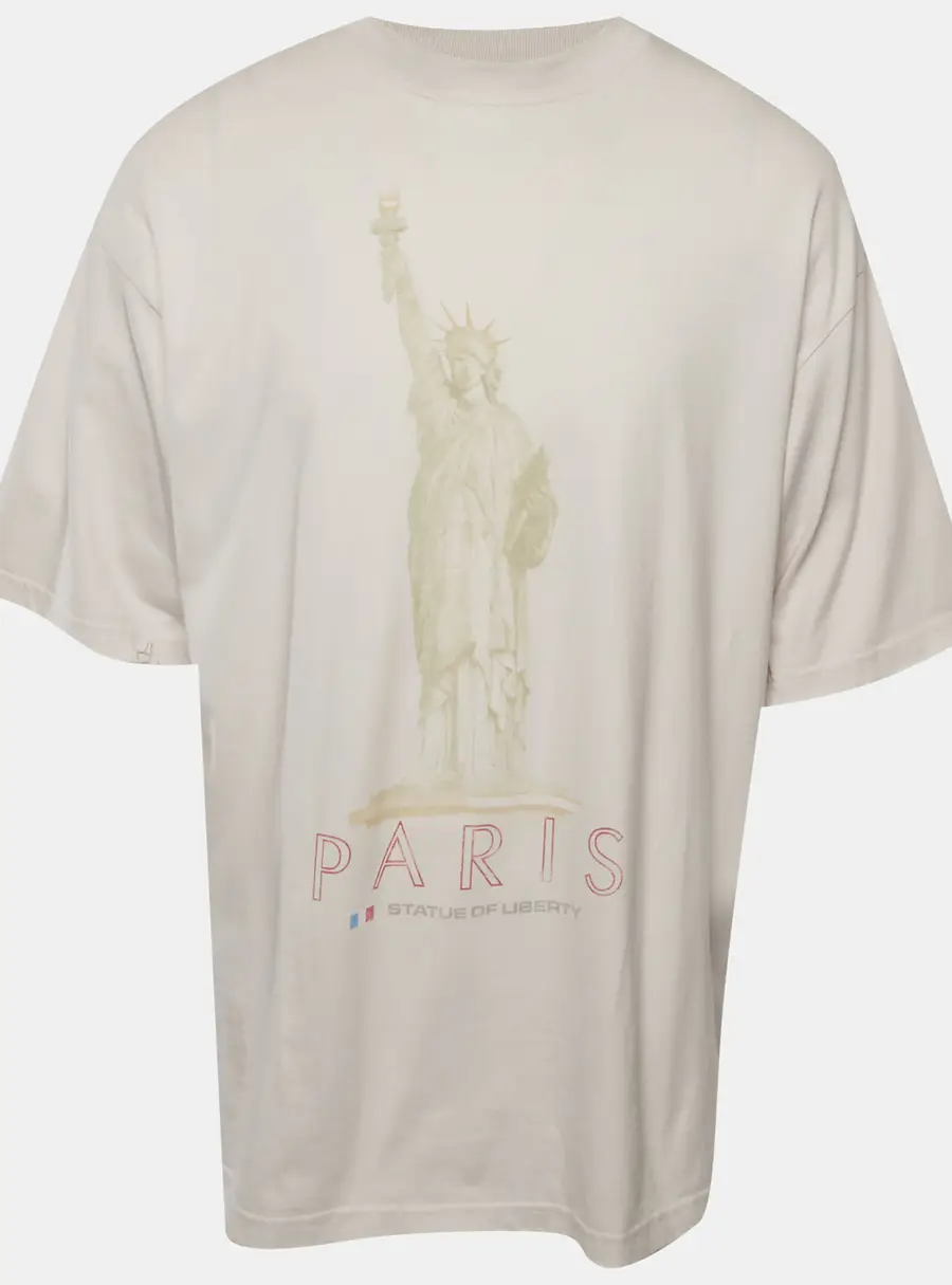 Balenciaga Off-White Statue Of Liberty Jersey Distressed T-shirt XL