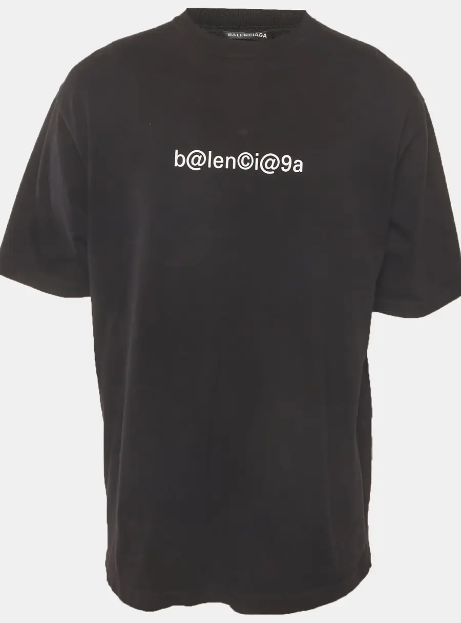 Balenciaga Black Logo Print Jersey T-Shirt M