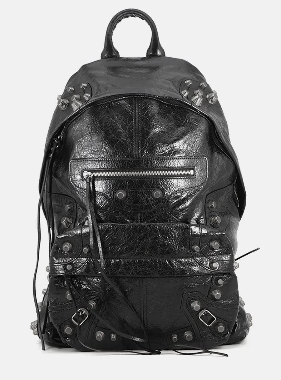 Balenciaga Le Cagole Black Lambskin Leather Backpack Bag