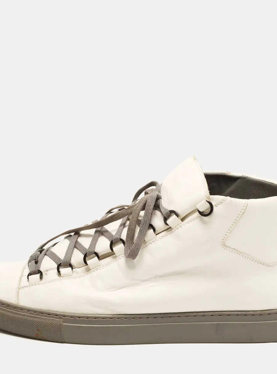 Balenciaga Arena Size 48 White Leather High Top Sneakers