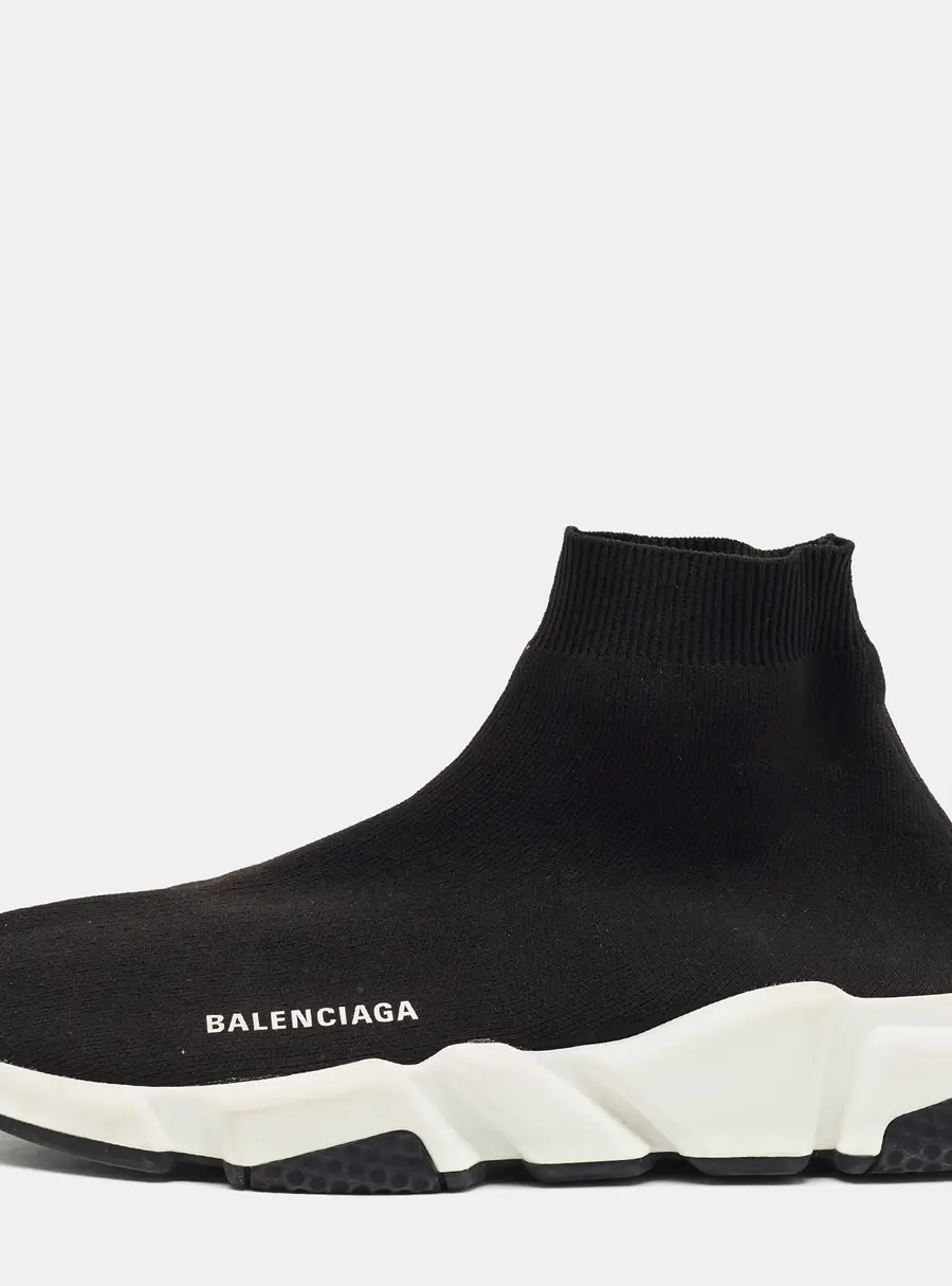 Balenciaga Speed Trainer Size 43 Black Knit Fabric High Top Sneakers