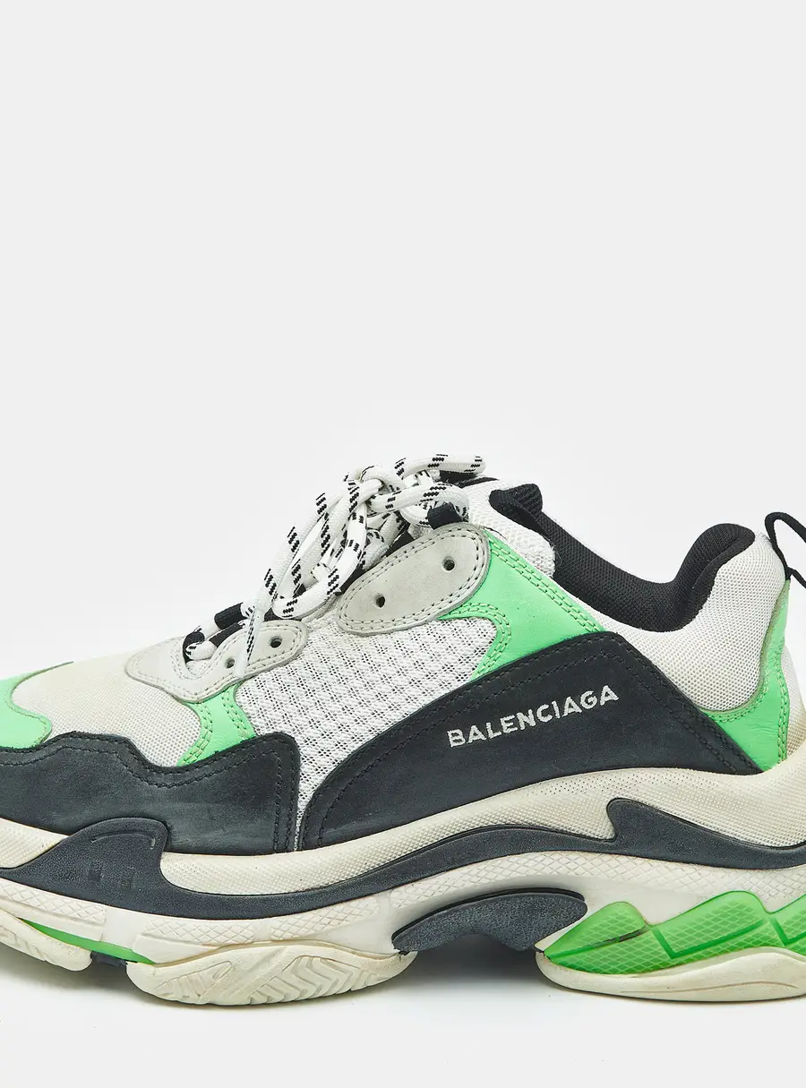 Balenciaga Multicolor Mesh and Nubuck Leather Triple S Clear Sole Low Top Sneakers Size 41