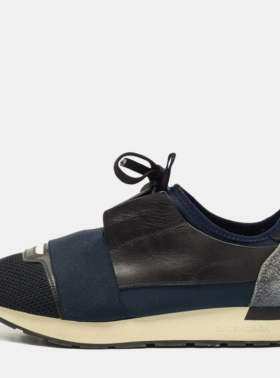 Balenciaga Tricolor Leather, Suede and Mesh Race Runner Sneakers Size 40