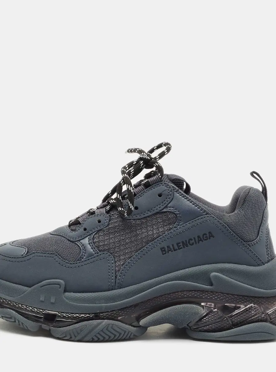 Balenciaga Triple S Clear Sole Size 41 Navy Blue Faux Leather and Mesh Low Top Sneakers