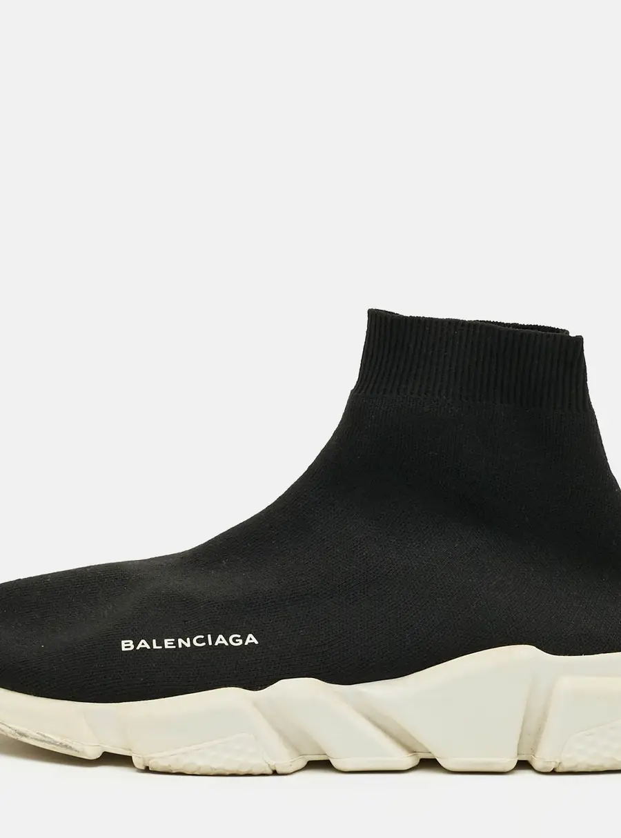 Balenciaga Speed Size 42 Black Knit Fabric High Top Sneakers