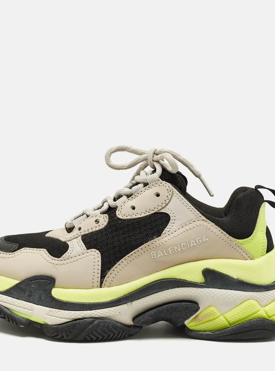 Balenciaga Triple S Size 40 Tricolor Mesh and Nubuck Leather Lace Up Sneakers