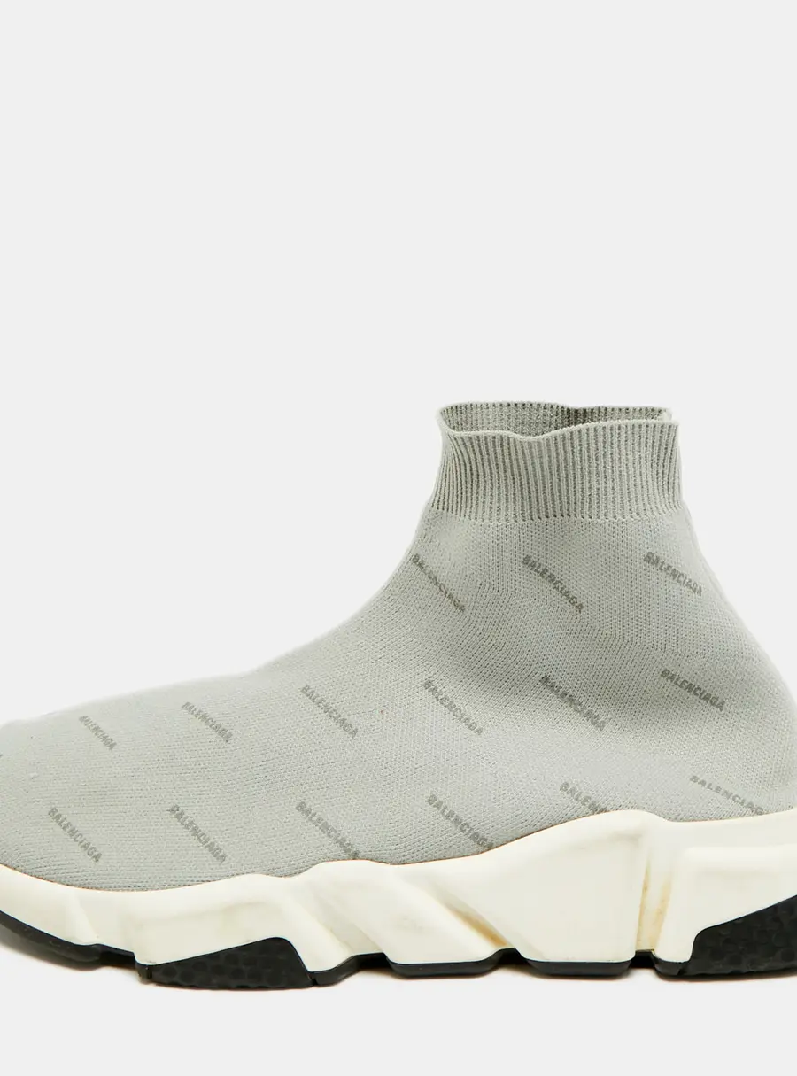 Balenciaga Speed Trainer Size 43 Grey Knit Fabric High Top Sneakers