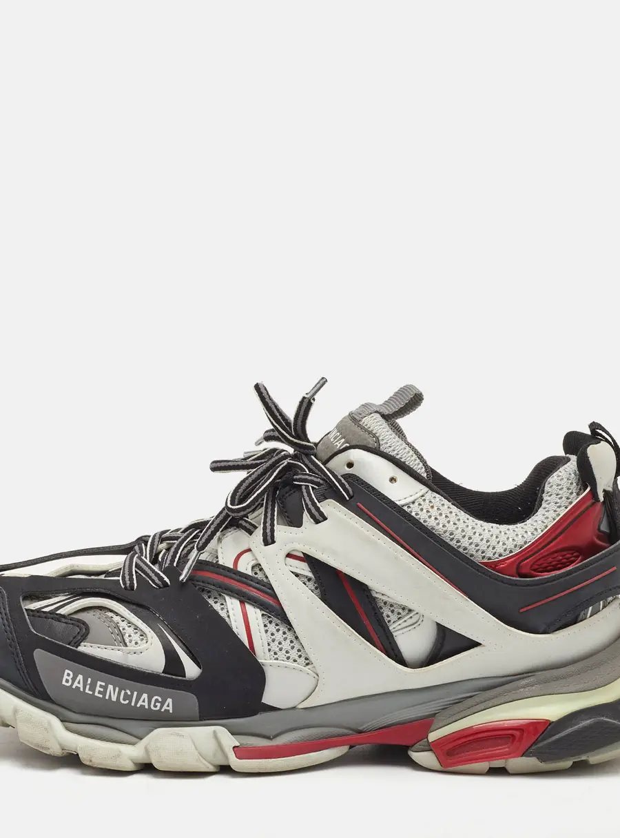 Balenciaga Track Size 44 Grey/Black Faux Leather and Mesh Lace Up Sneakers