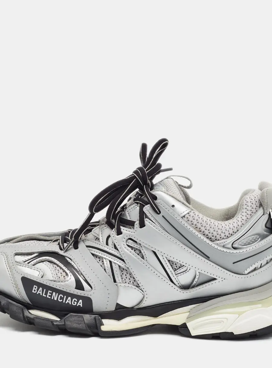 Balenciaga Track Size 42 Grey Faux Leather and Mesh Lace Up Sneakers
