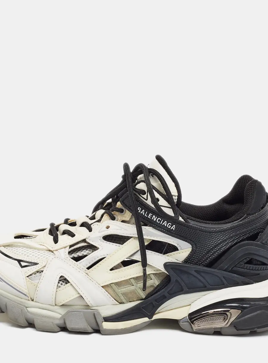 Balenciaga Track Size 40 White/Black Faux Leather and Mesh Lace Up Sneakers