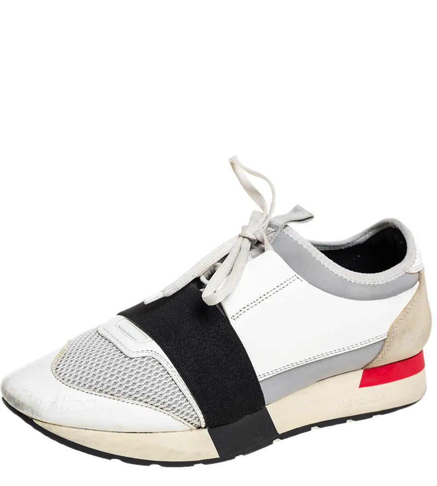 Balenciaga Multicolor Mesh And Leather Race Runner Sneakers Size 40