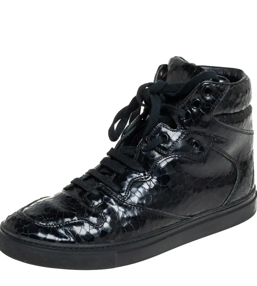 Balenciaga Black  Leather High Top Sneakers Size 39
