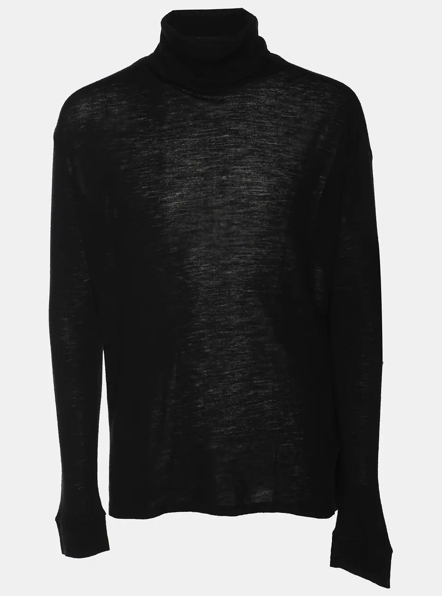 Balmain Black Wool Turtle Neck Knit Sweater M